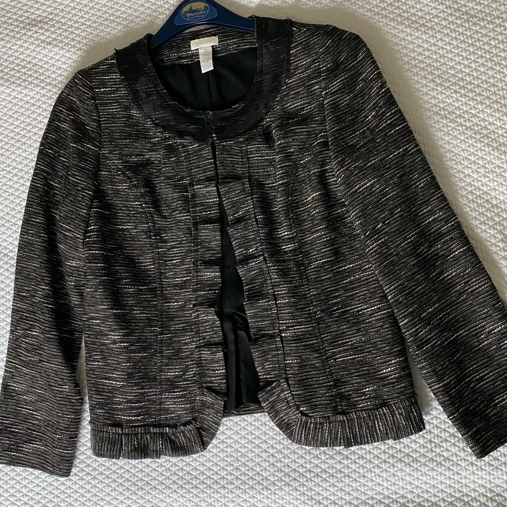 Chico’s size 0 black, white, and silver jacket